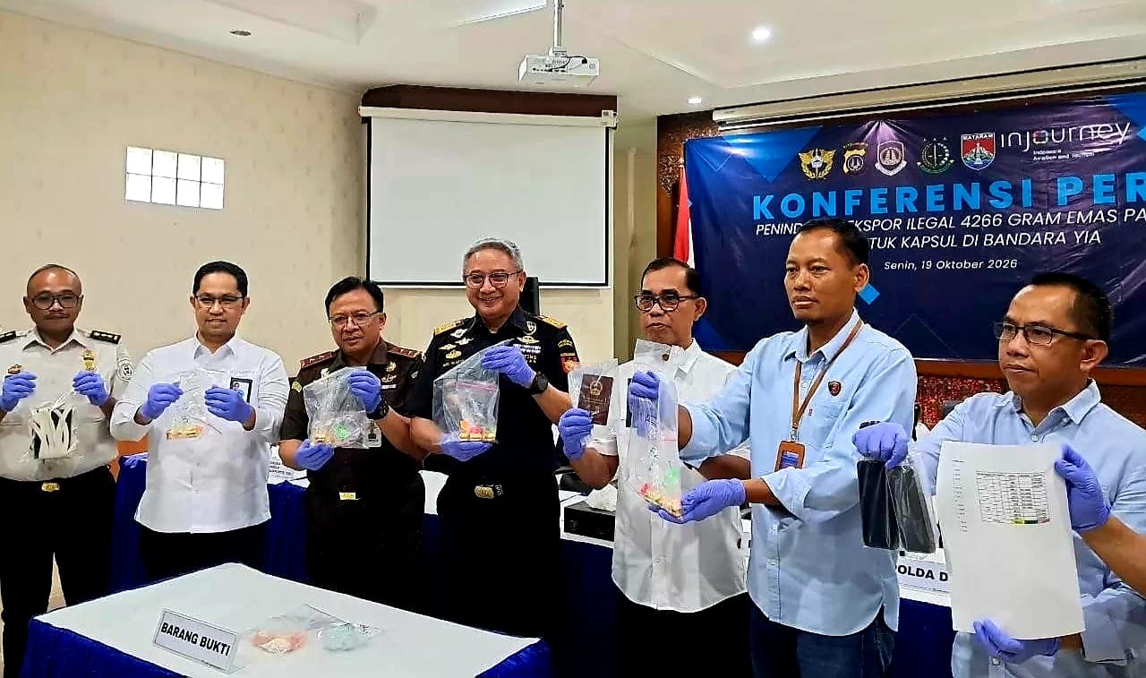 Bea Cukai Yogyakarta Gagalkan Upaya Penyelundupan 4,2 Kilogram Emas dengan Nilai Hampir Rp 11 Miliar